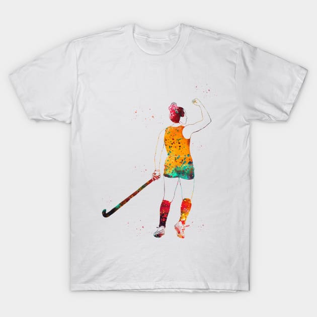 Field Hockey Player Girl T-Shirt by erzebeth